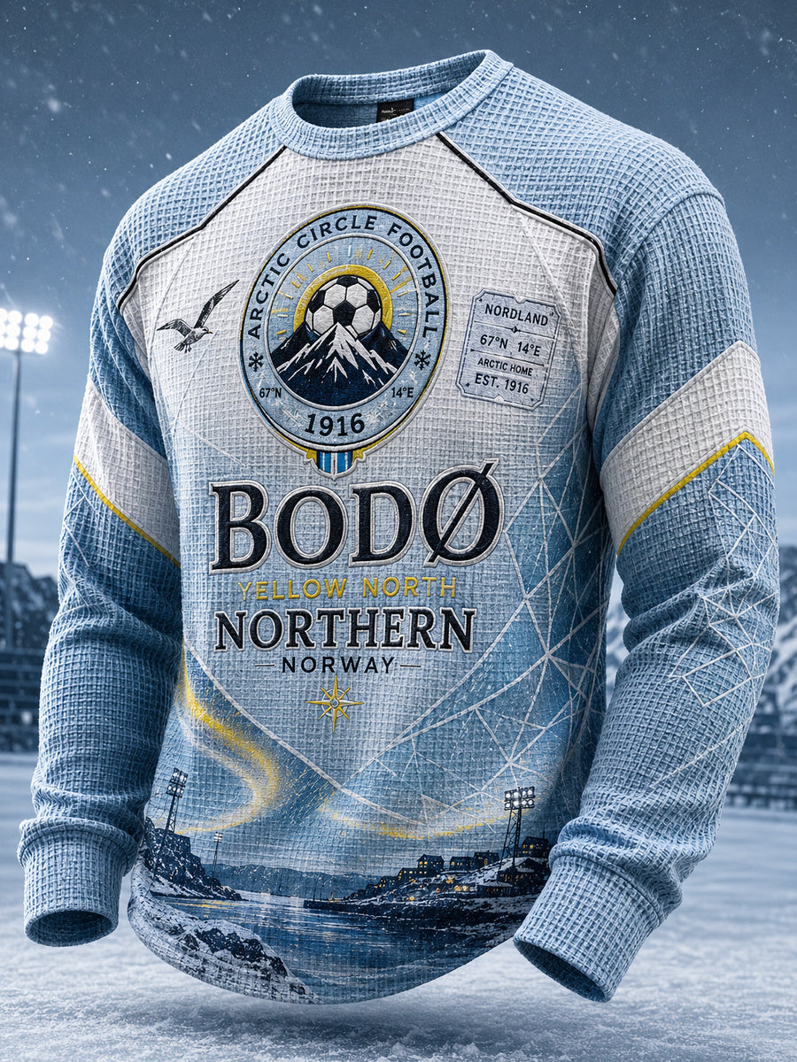 Herrarnas norska fotbollströja för fans av Bodø/Glimt – vafelvävd långärmad t-shirt