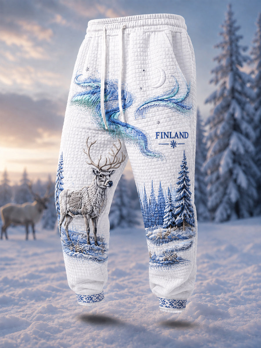 Mäns nordiska renarv Skriv ut Casual Våffelbyxor