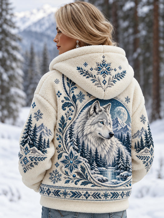 Kvinnornas nordiska skogsdjur Flannel Hoodie Flannel