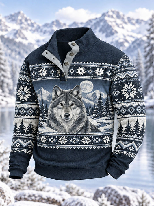 Mäns vintervarg Print Casual Pullovere