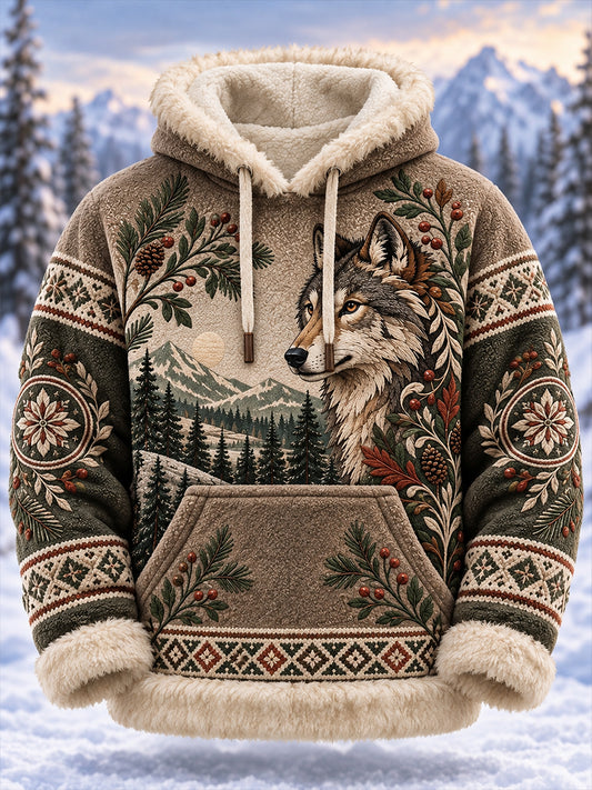 Mäns nordiska skogsdjur Fleece-Lined Hoodiee