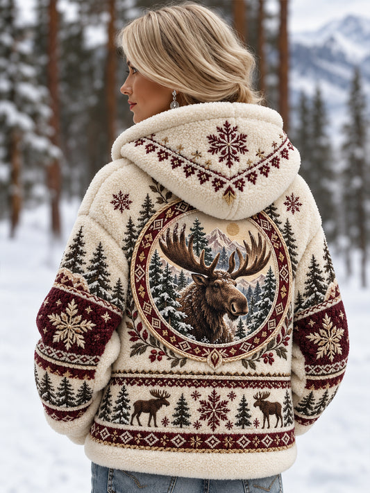 Kvinnors nordiska skogsdjur Skriv ut Zip-Up Hoodiet