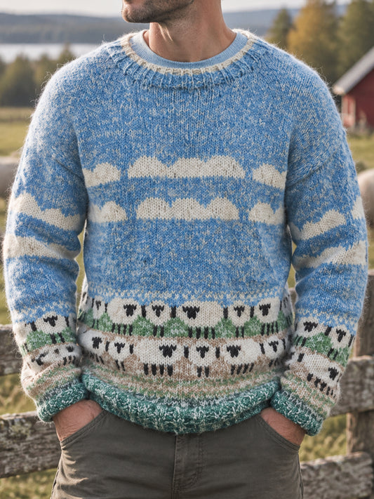 Mäns Vintage Country gård Ull tröjar