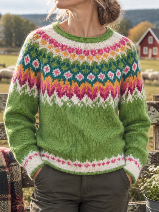 Kvinnor Retro Country-Style Comfort Stick tröjar
