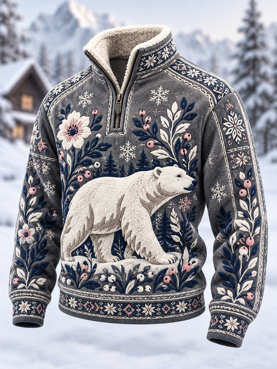 Kvinnors Nordiska Skogsdjur Fleece-Lined Långärms sweatshirt