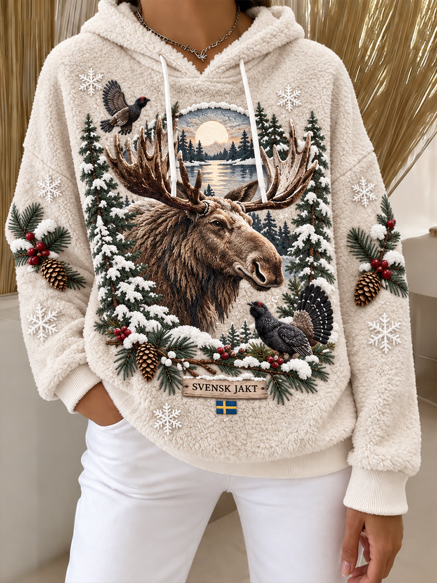 Damens Svenska Jaktssäsong Flanell Hoodie