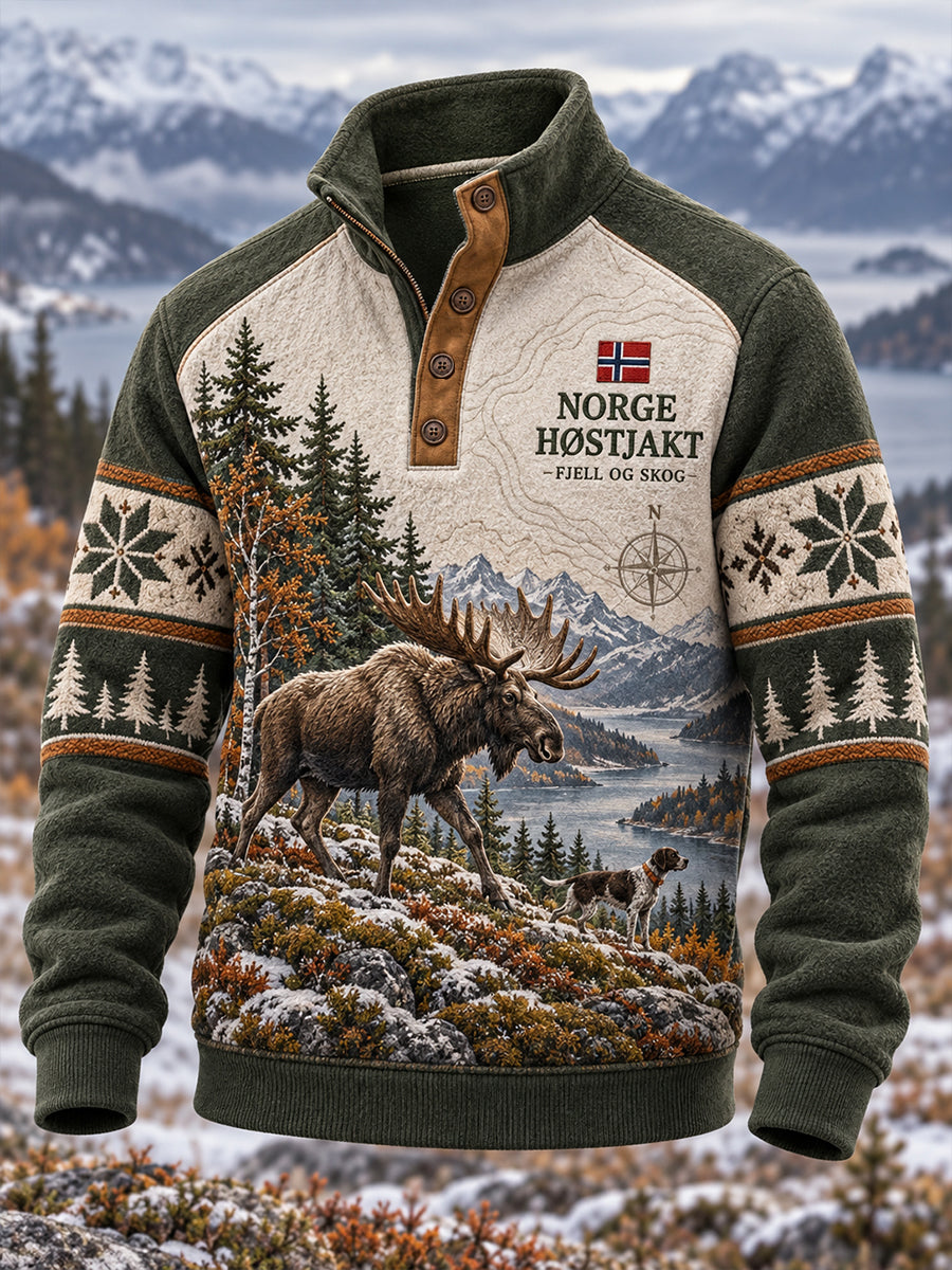 Herres Norge-jaktsesong hettegenser med fire knapper