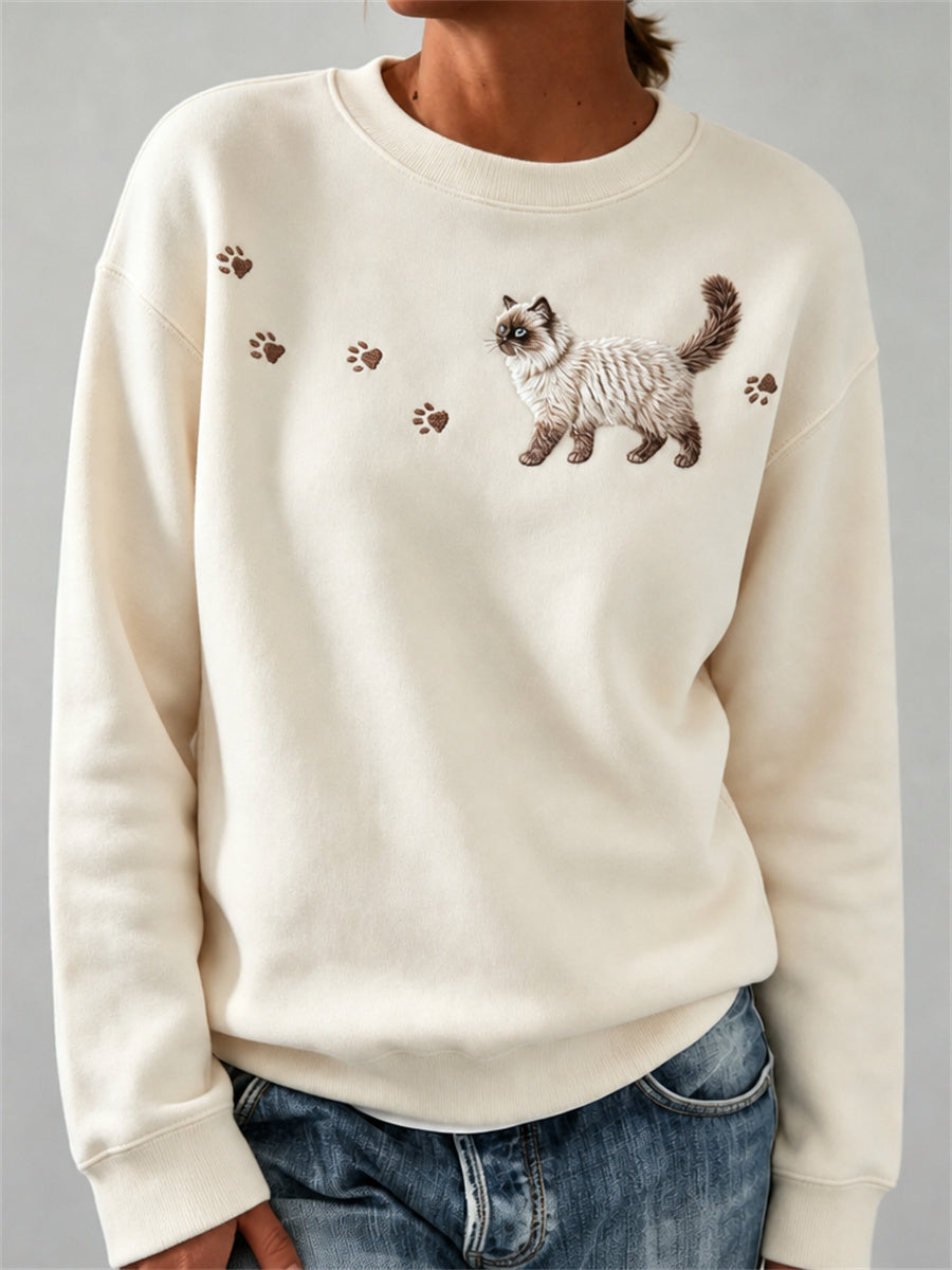 Kvinnors ljuvliga fuzzy Ragdoll katt & tass Skriv ut Sweatshirt