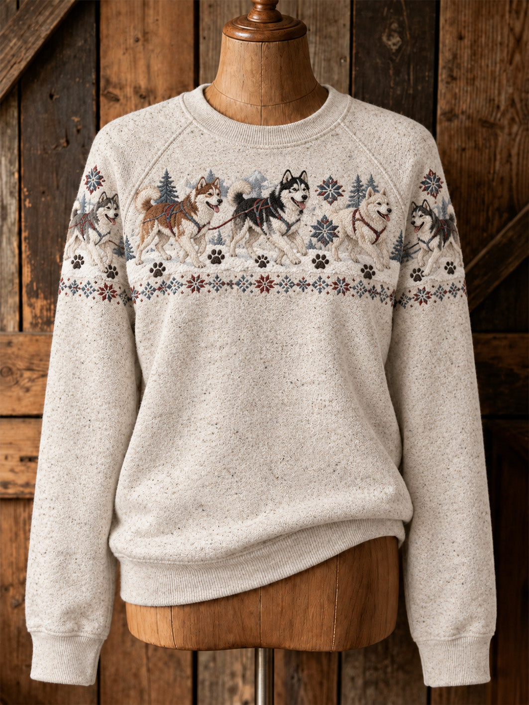 Kvinnlig söt sweatshirt med valpkonst och casual raglanärmar