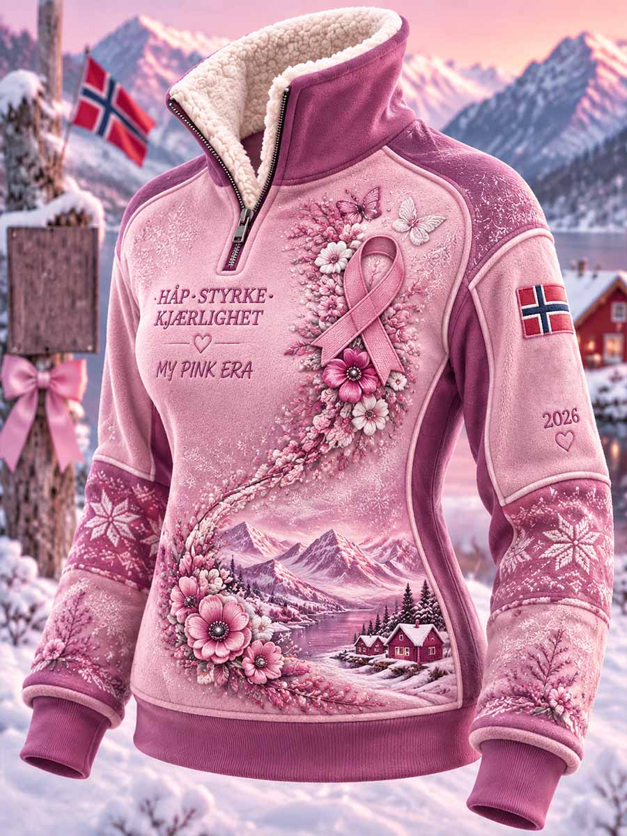 Damegenser med vintermotiv og rosa sløyfe, kunsttrykk