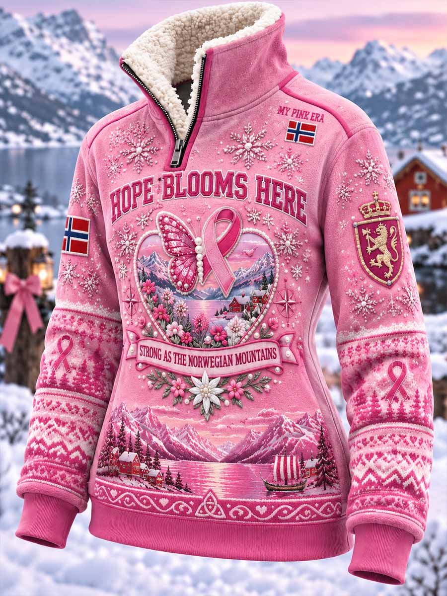 Damegenser med vintermotiv og rosa sløyfe, kunsttrykk
