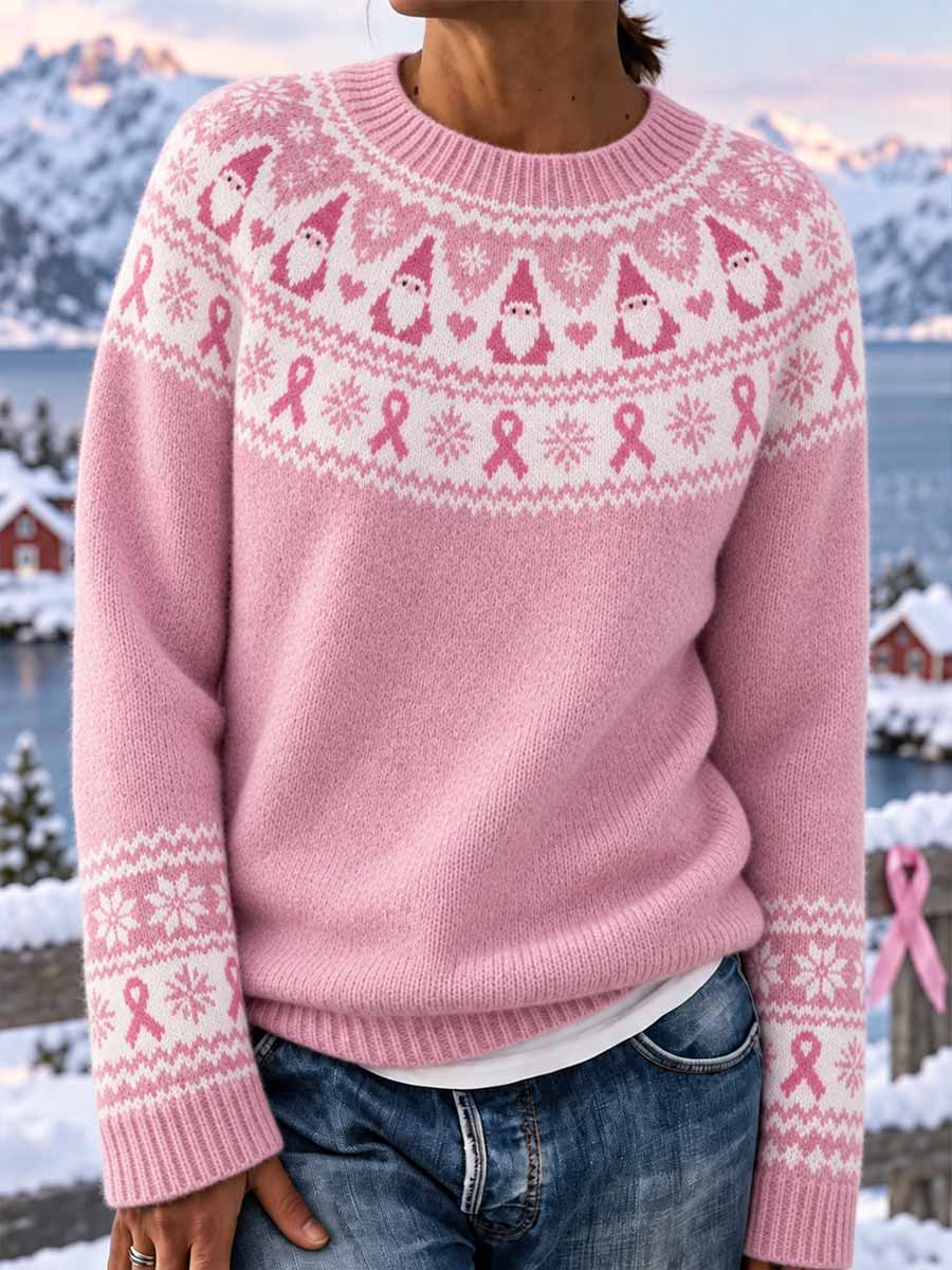 Damegenser med vintermotiv og rosa sløyfe, kunsttrykk
