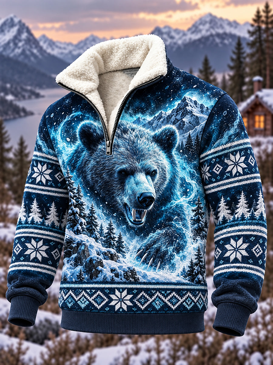 Herrens nordiska skogsdjur Fleece-lined Half-Zip Sweatshirt