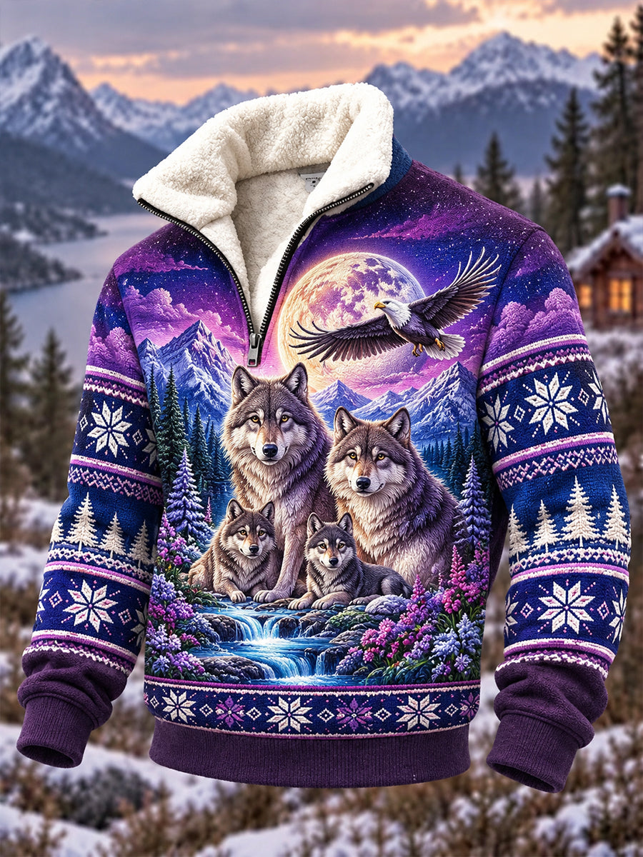 Herrens nordiska skogsdjur Fleece-Lined Casual Sweatshirt