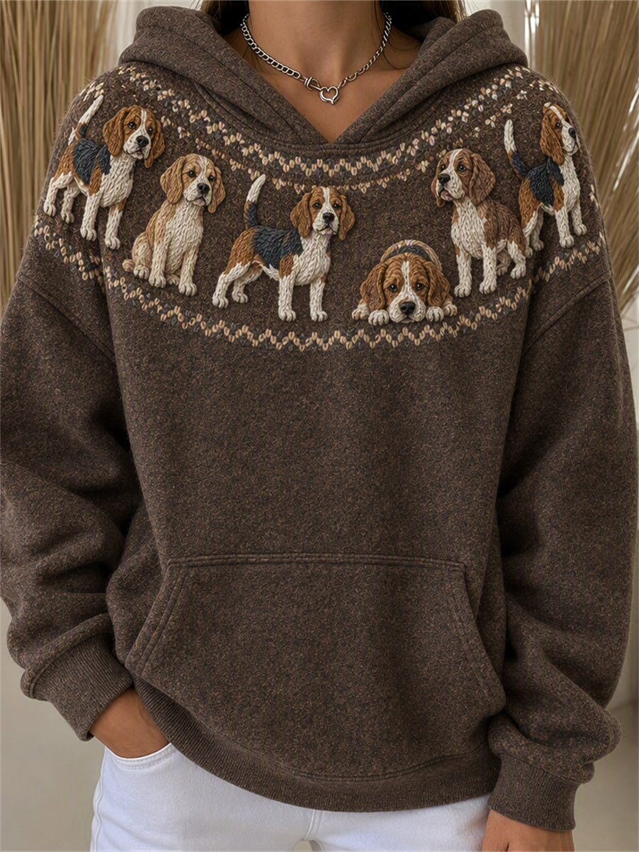 Kvinnors Vintage Beagle hundar Yoke Isle Print