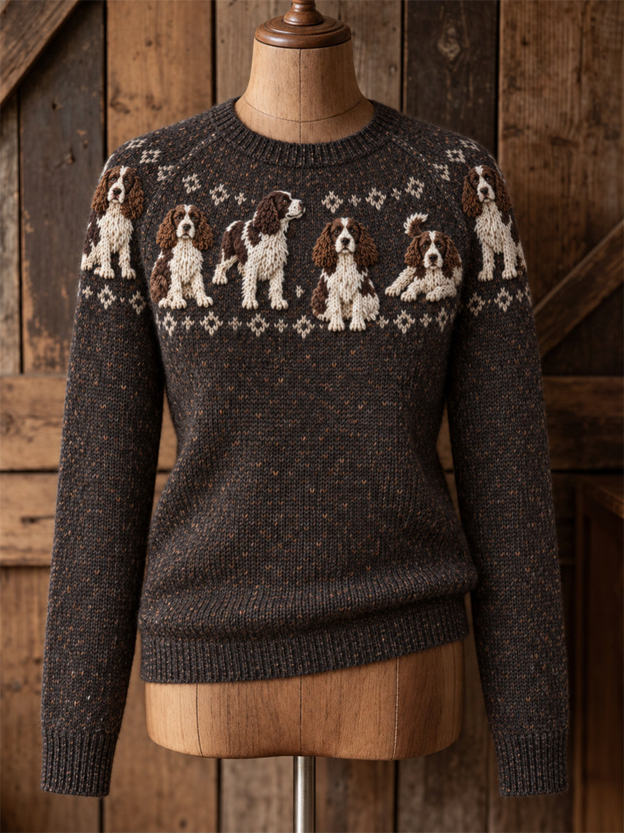 Kvinnor Springer Spaniel Hundar Joke Isle Print besättning hals tröjar