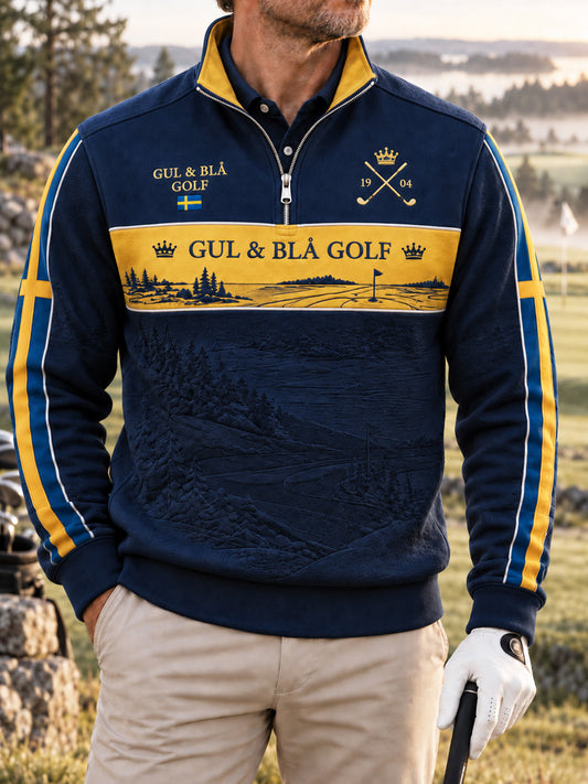 Mäns svenska Golf Business Zip-Up Sweatshirt