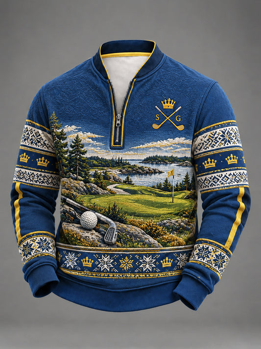 Svensk golftröja med dragkedja för män