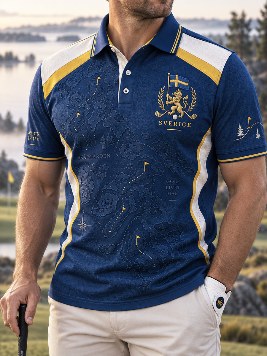 Herrens svenska Golf Business Polo tröj