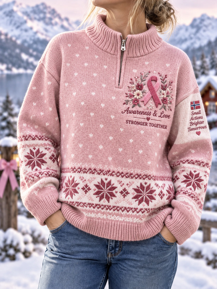 Kvinner brystkreftbevisst grafikk utskrift Høy hals strikt sweatshirt