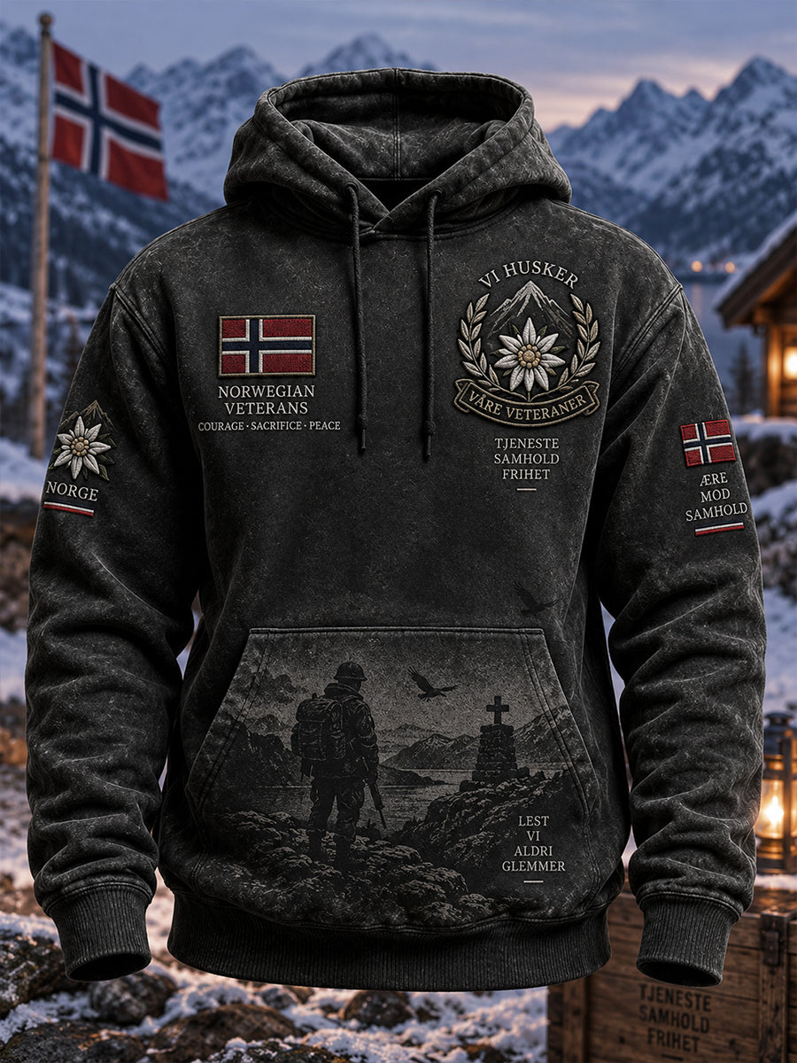 Grafisk hettegenser for menn med militærtema for veteraner