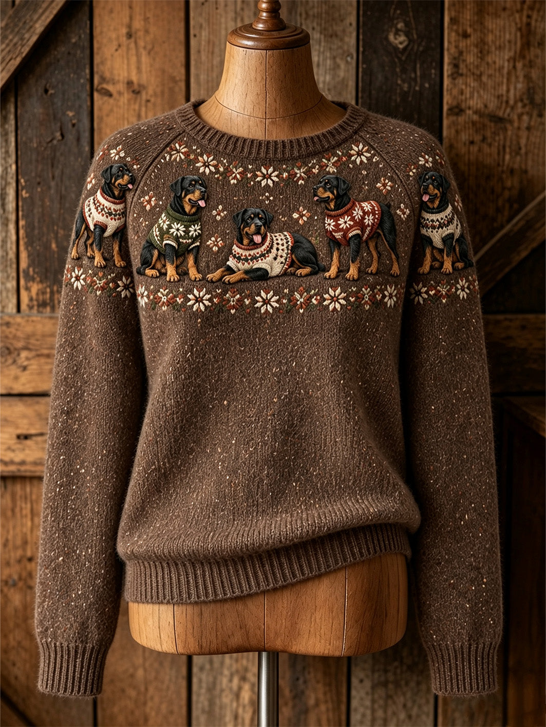 Kvinnors hund mönster Casual Raglan ärm tröjar