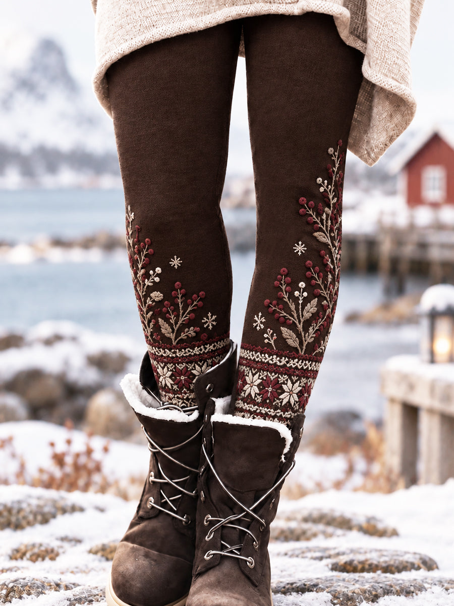 Kvinnors Retro Nordic Country-Style Classic Leggings