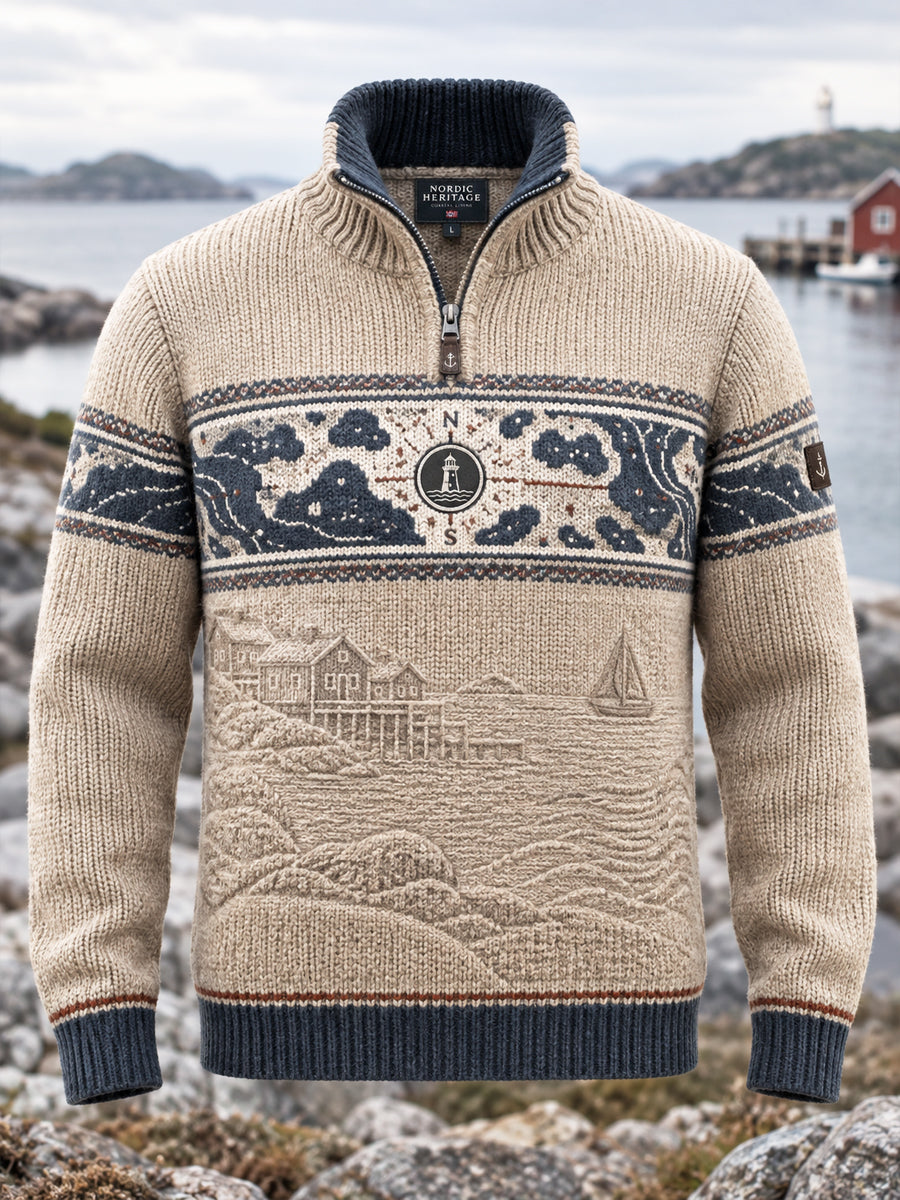 Retro Scandinavian Kust-Inspirerad Classic Zip-Up Sweatshirt