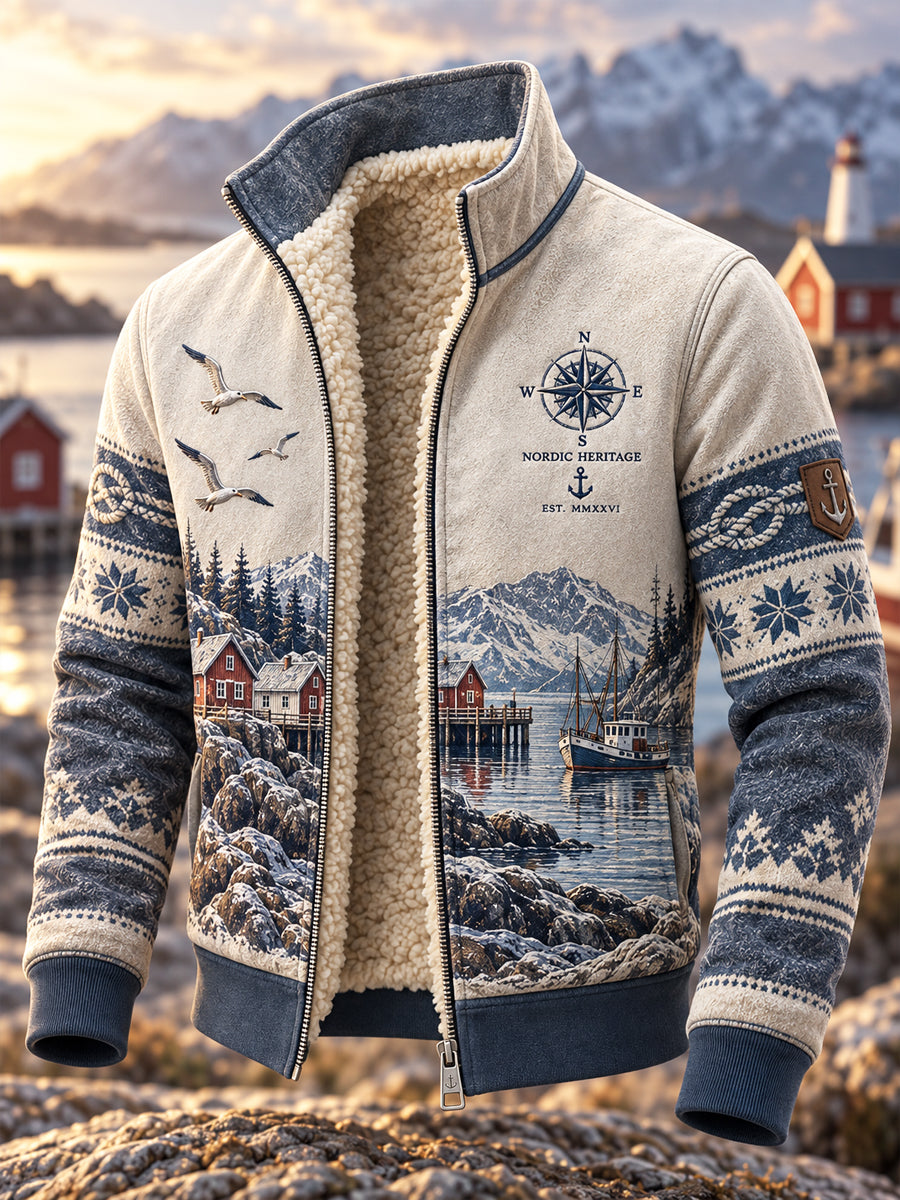Retro Nordic Coastal-Inspirerad Classic Fleece-Lined Jacka
