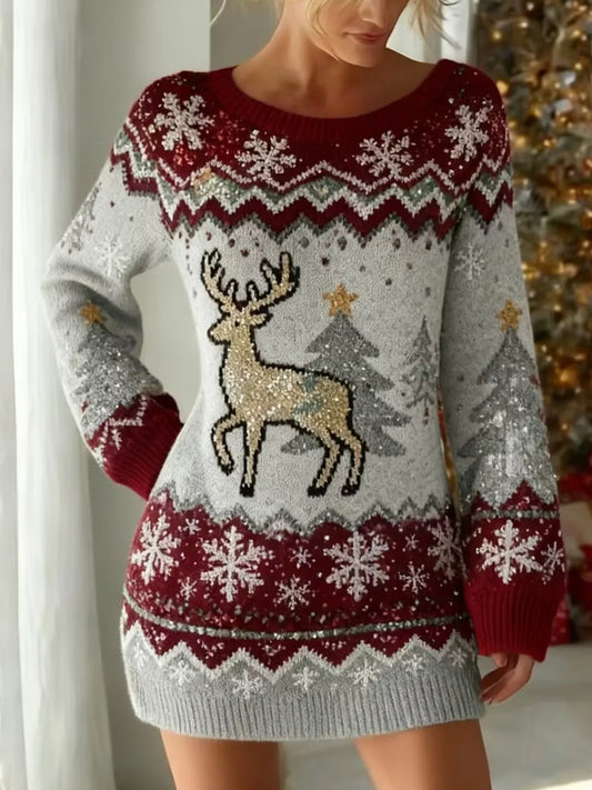 Kvinnors Vintage jul konst Skriv ut Casual Bekväm klänning