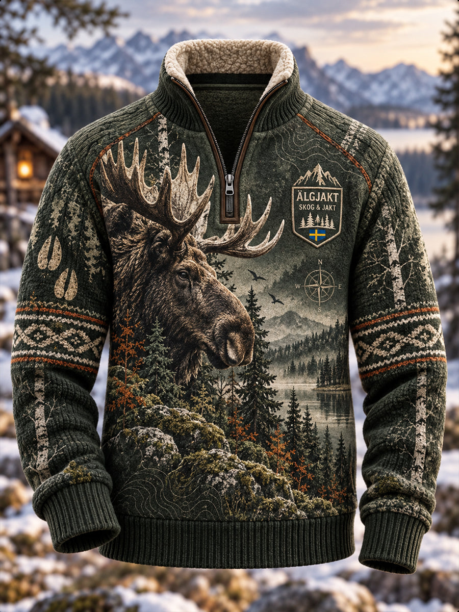 Mäns svenska äll jakt Fleece-lined Halv-Zip Sweatshirt