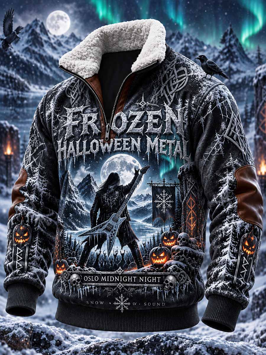 Herresweatshirt med grafisk trykk av heavy metal-musikk for vinteren