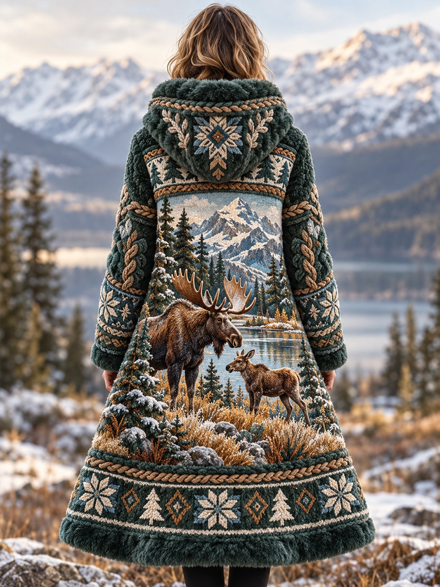Dams jacka i nordiskt djurdesign, flanell
