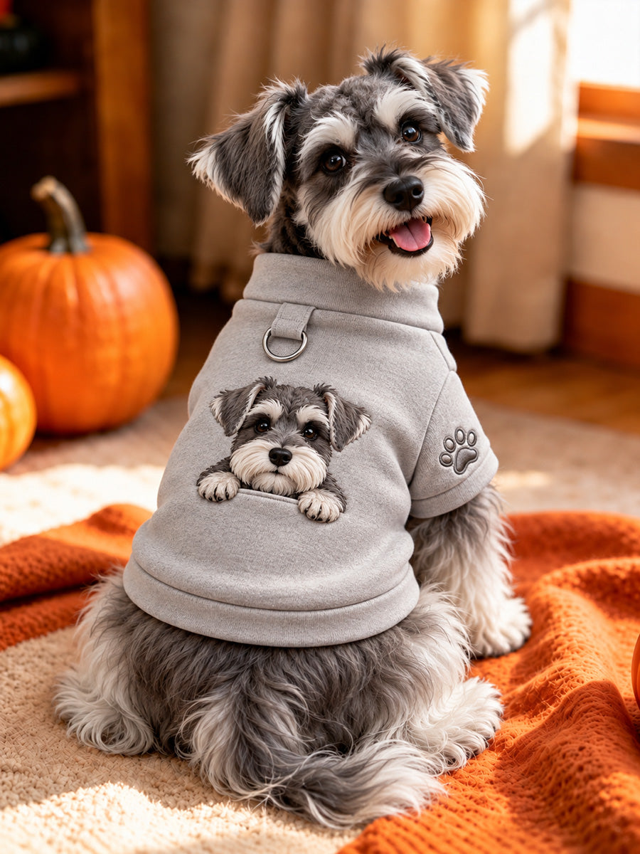 Söt Schnauzer Print Hund Short-Slemmar skjorta (med D-ring)