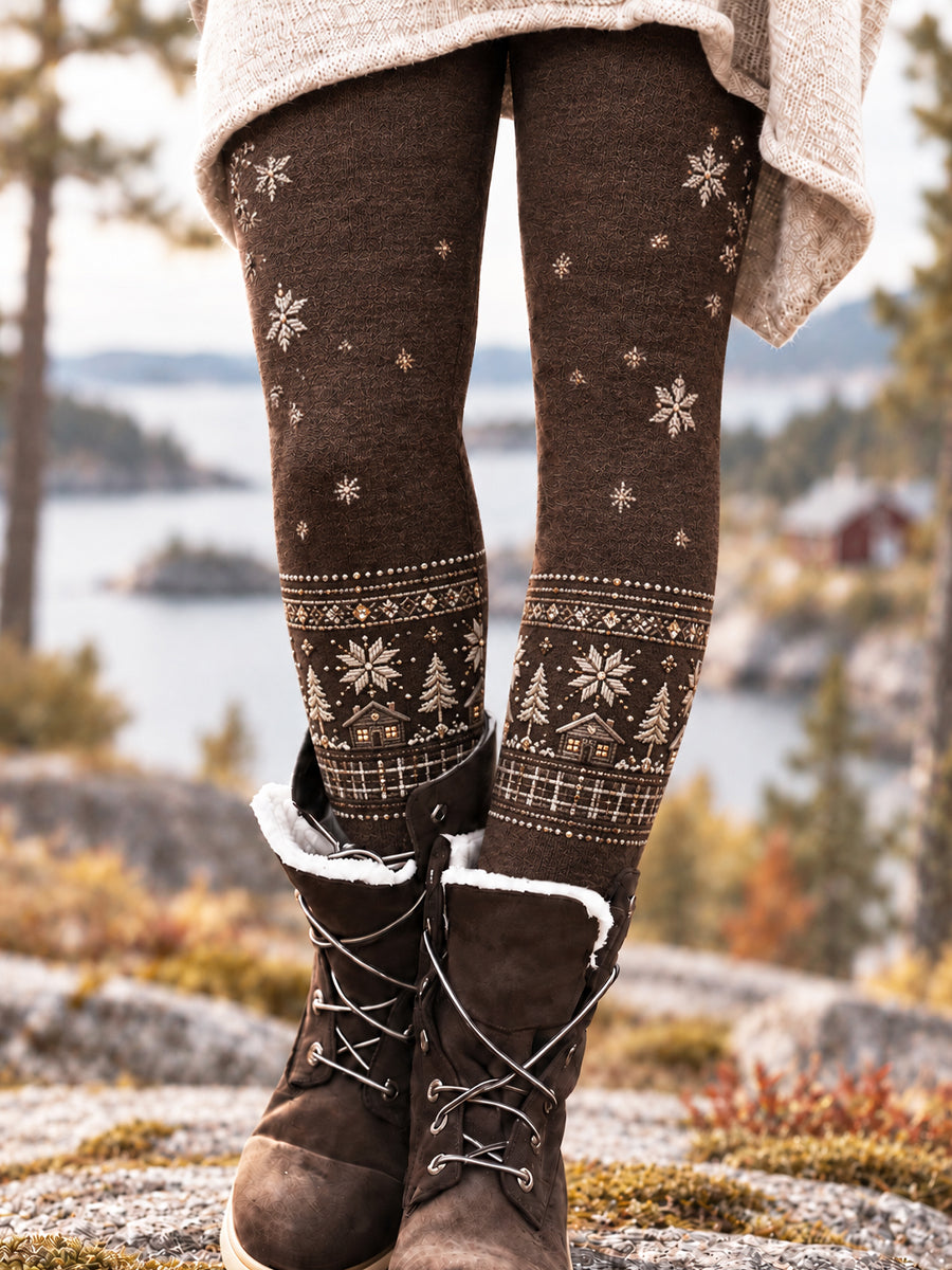 Kvinnors Retro Nordic-Style “Aurora” Leggings