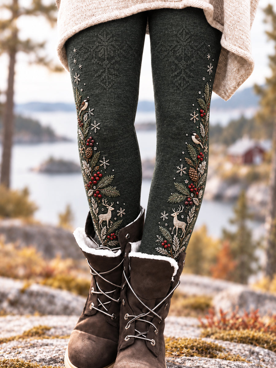 Kvinnors Retro Nordic Forest-Inspired Leggings