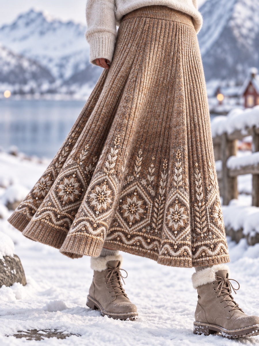 Kvinnors Retro Nordic-stil A-Line Kjole