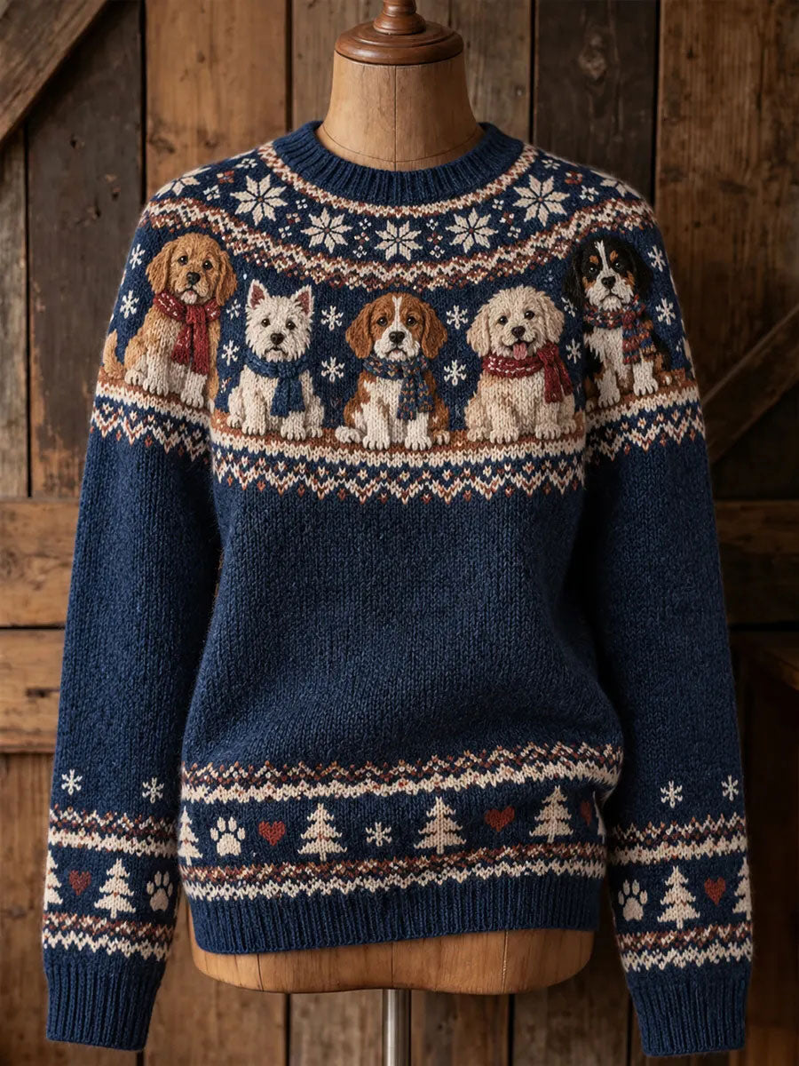 Damtröja med julmotiv och hundar