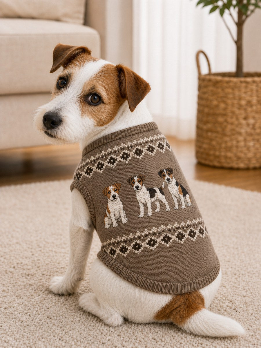 Vintage Jack Russell Terrier hundar Isle Mönster Skriv ut Husdjur ärmlösa västa