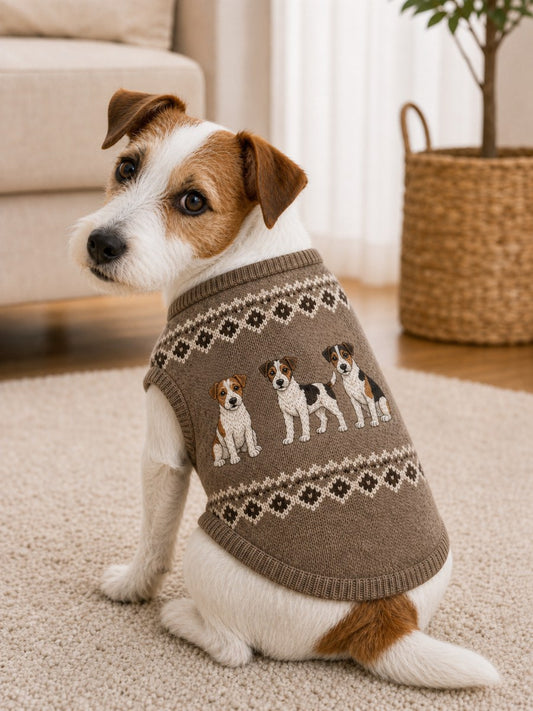 Vintage Jack Russell Terrier hundar Isle Mönster Skriv ut Husdjur ärmlösa västa