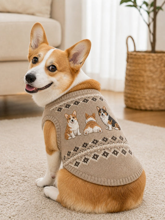 Vintage Corgi hundar Isle Mönster Skriv ut Husdjur ärmlösa västa