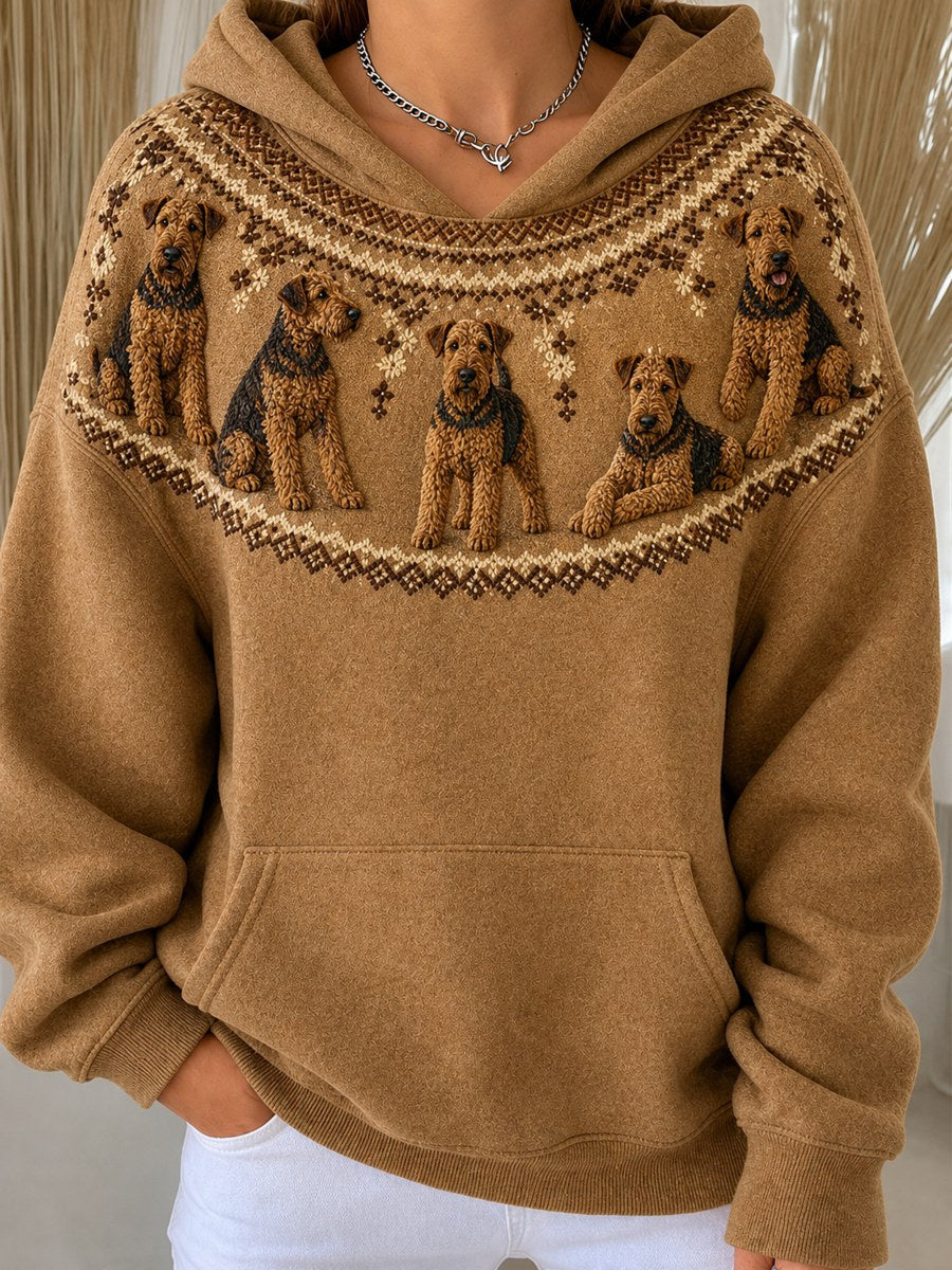 Kvinnors Vintage Airedale Terrier hundar Yoke Isle Print