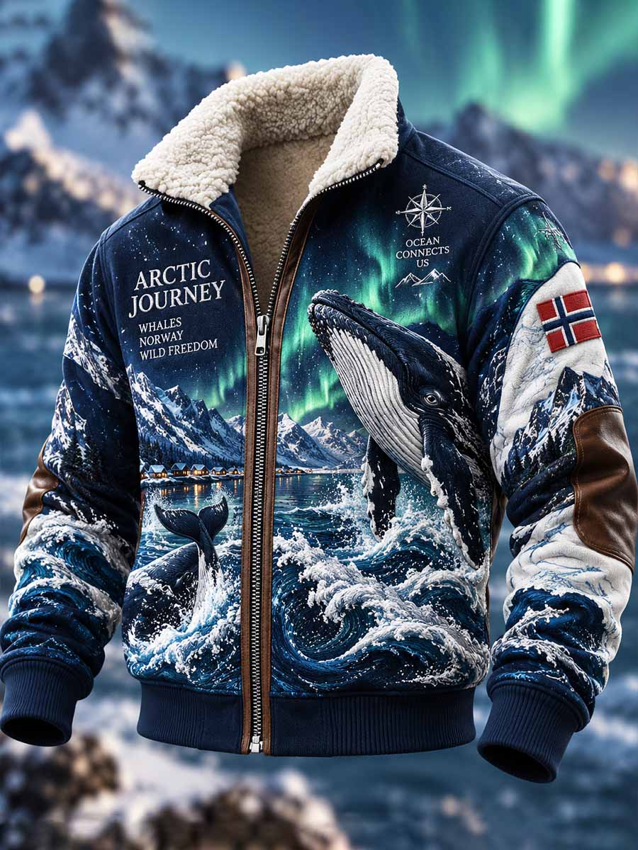 Herrsjakke med havhvalmigrasjonsmønster