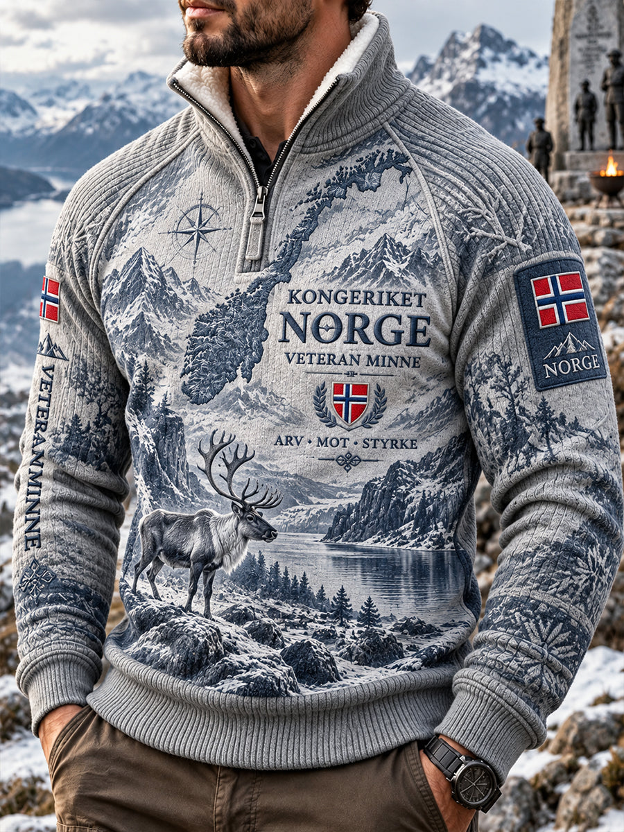 Herrestrømpegenser med militærintspiret kamuflasjemønster og turtleneck